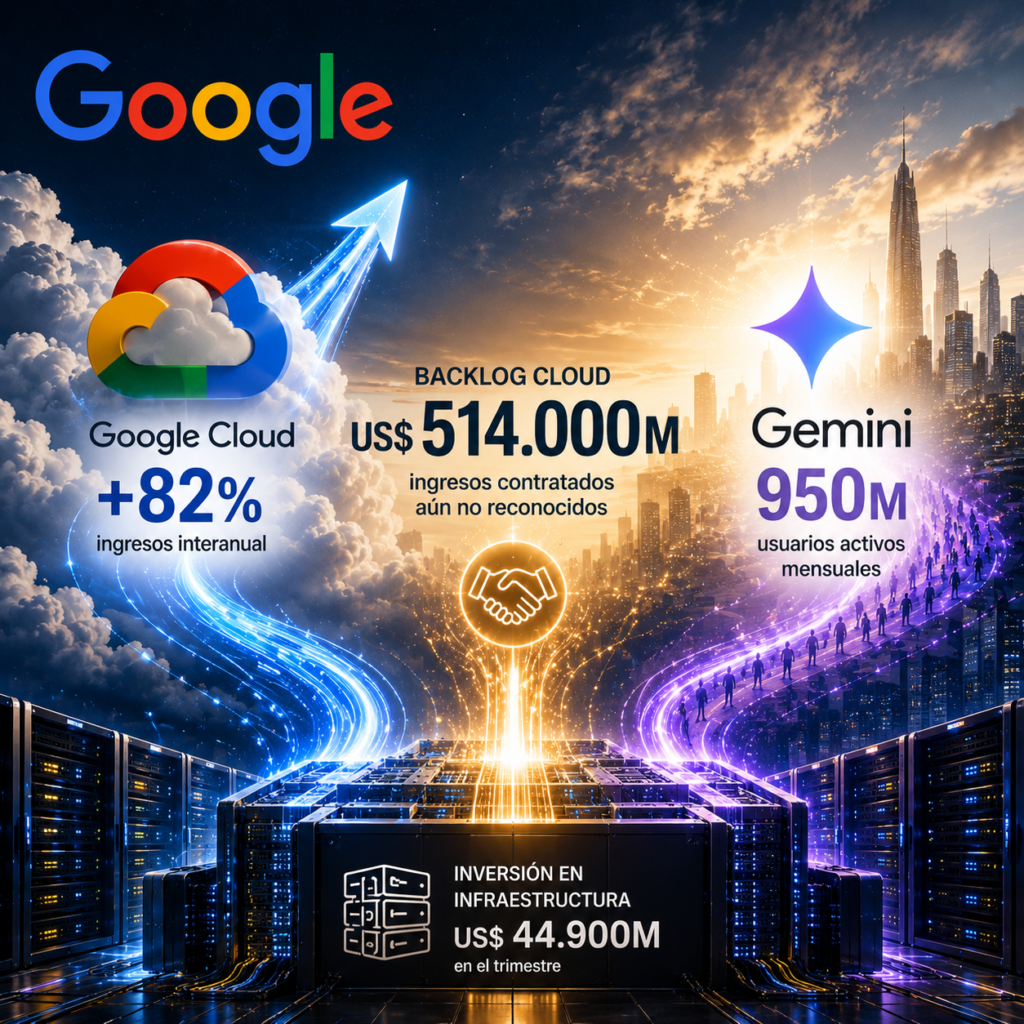 Alphabet acelera con la IA: Google Cloud creció 82% y Gemini se acerca a los 1.000 millones de usuarios